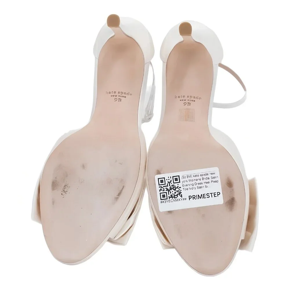 kate spade White Satin Knot Ankle-Strap High Heels - Picture 6 of 6